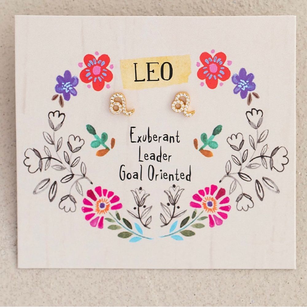 Zodiac Gold Plated Leo Tiny Stud Earrings